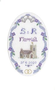 cross stitch Church Wedding card large