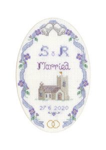 cross stitch Church Wedding card large