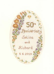 Garland Golden Anniversary card cross stitch