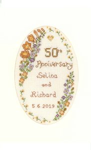 Garland Golden Anniversary card cross stitch