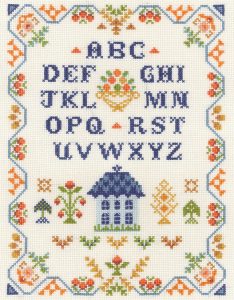 harvest traditional sampler cross stitch kit