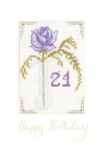 Mauve Age birthday card cross stitch