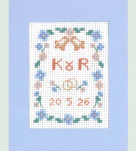 Mini Blue Wedding Day card cross stitch