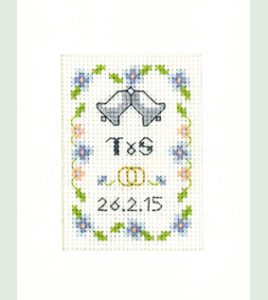 Mini Blue Wedding Day card cross stitch