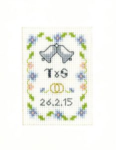 Mini Blue Wedding Day card cross stitch