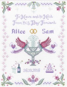 plum wedding cross stitch kit