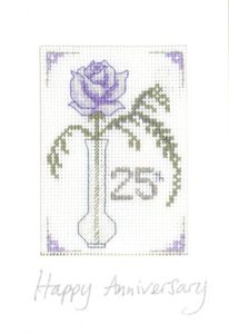 Rose Silver anniversary card cross stitch