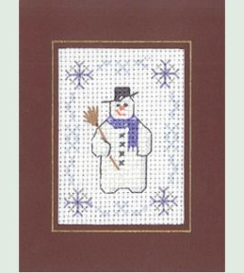 Mini snowman Xmas card cross stitch