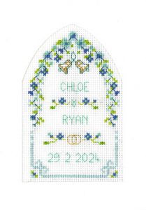 Turquoise Arch Wedding card cross stitch
