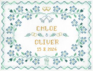 Turquoise Wedding sampler cross stitch