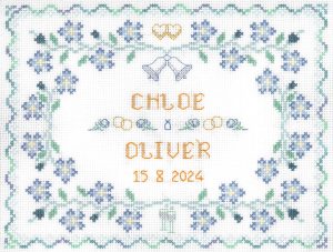 Turquoise Wedding sampler cross stitch