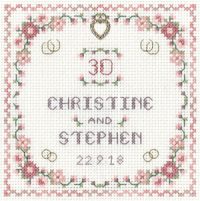 Heart Pearl Anniversary sampler cross stitch