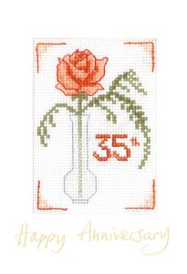 Rose Coral Anniversary card cross stitch