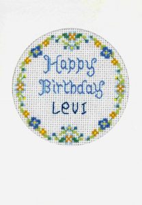 blue round birthday card cross stitch