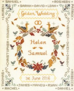 Golden Wedding anniversary cross stitch kit