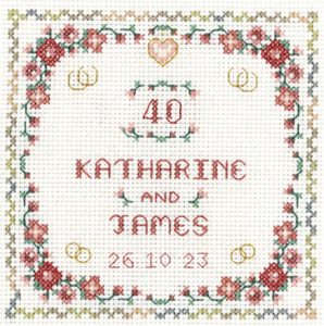 Heart Ruby Anniversary sampler cross stitch
