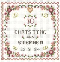 Heart Pearl Anniversary sampler cross stitch