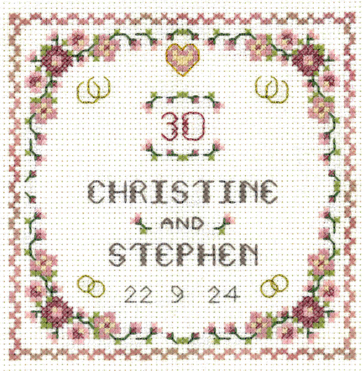 Heart Pearl Anniversary sampler cross stitch