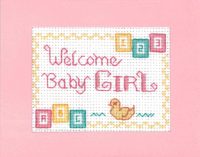 New Baby Girl card cross stitch kit