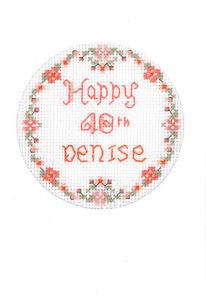 pink round birthday card cross stitch