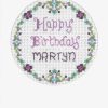 plum round birthday card cross stitch