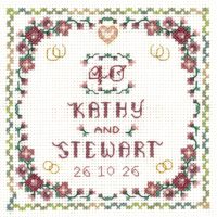 Heart Ruby Anniversary sampler cross stitch