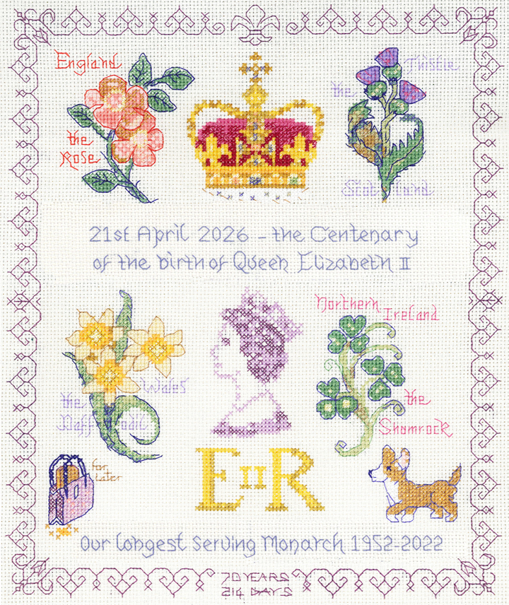 The Queen's Centenary sampler cross stitch