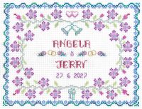 Lilac & Blue Wedding sampler cross stitch kit