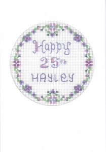 Mauve age birthday card cross stitch kit