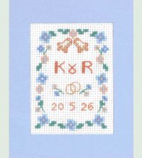 Mini Blue Wedding Day card cross stitch