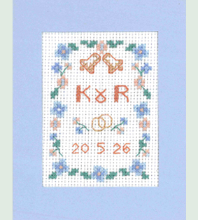 Mini Blue Wedding Day card cross stitch
